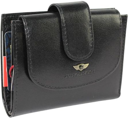 Portfel Damski Skórzany PETERESON PTN 2516 Skóra Licowa Odpinana Klapka CZARNY 12 x 9 x 3 [cm] - zdjęcie 2