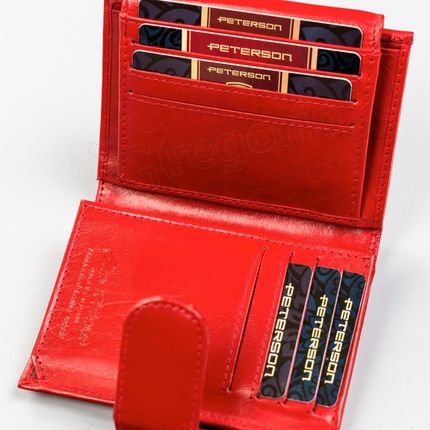 Portfel Damski Skórzany PETERESON PTN 2516 Skóra Licowa Odpinana Klapka CZARNY 12 x 9 x 3 [cm] - zdjęcie 3