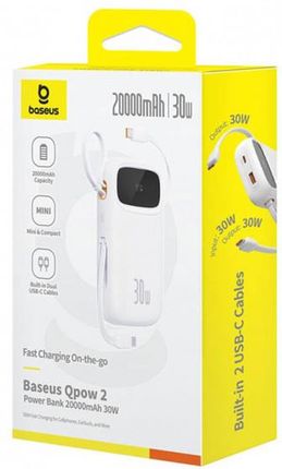 Powerbank Baseus QPow 2 20000mAh 30W 2xUSB-C - biały - zdjęcie 5