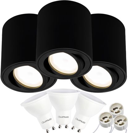 3x Oprawa Natynkowa Sufitowa Halogenowa Walec Spot Tuba Ruchoma Led GU10