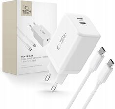 Tech Protect Nc45W Gan 2 Port Network Charger Pd45W + Type C Cable White