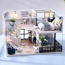 Kidino Domek Dla Lalek Drewniany Led Piętrowy Retro Model Do Złożenia Diy Meble