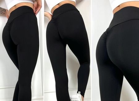 Legginsy Damskie Push Up Marszczenie Czarne L/XL - zdjęcie 2