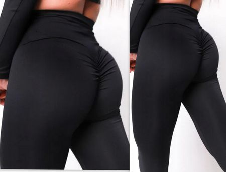 Legginsy Damskie Push Up Marszczenie Czarne L/XL - zdjęcie 3