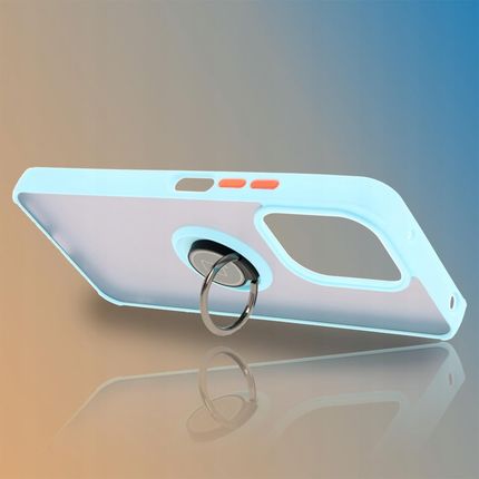 Bizon Etui Z Uchwytem Na Palec Case Hybrid Ring Do Xiaomi Redmi 13 4G Przydymione Jasnoniebieską Ramką - zdjęcie 6