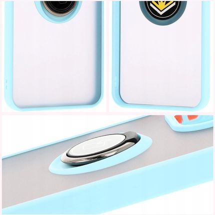 Bizon Etui Z Uchwytem Na Palec Case Hybrid Ring Do Xiaomi Redmi 13 4G Przydymione Jasnoniebieską Ramką - zdjęcie 3