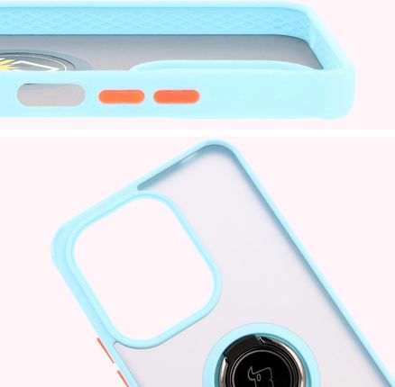 Bizon Etui Z Uchwytem Na Palec Case Hybrid Ring Do Xiaomi Redmi 13 4G Przydymione Jasnoniebieską Ramką - zdjęcie 4