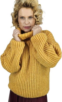 Ciepły sweter golf damski oversize gruby splot miły miękki LAPONIA