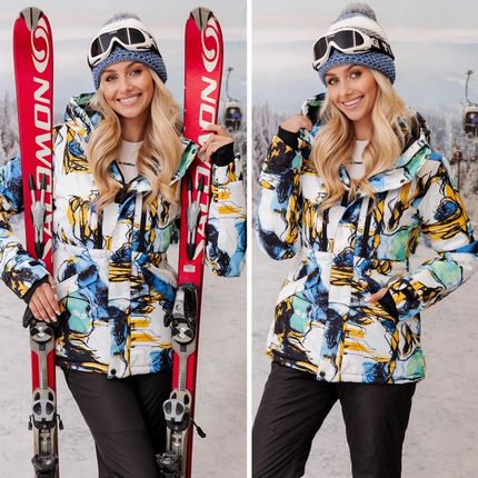 Kolorowe Zygzaki Damski Kombinezon Zimowy Na Stok Narciarski Narty