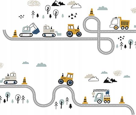Naklejki Na Ścianę Do Pokoju Dziecka Traktory Ulica Maszyny Na Sufit Meble