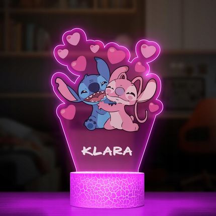 Murrano Lampka Nocna Led 3D Z Imieniem Bajka Lilo I Stich Angel Dla Dziewczynki - zdjęcie 5