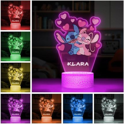 Murrano Lampka Nocna Led 3D Z Imieniem Bajka Lilo I Stich Angel Dla Dziewczynki - zdjęcie 4