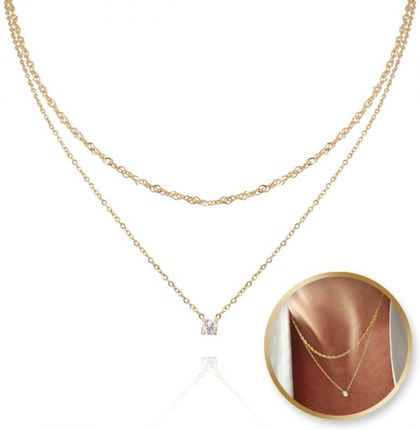 Podwójny naszyjnik stal chirurgiczna pozłacana 14k gold NST2138