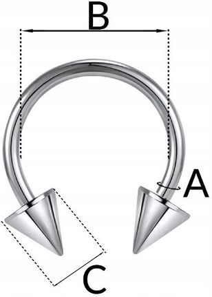 Bizu Kolczyk Piercing Podkowa z dwoma stożkami Septum Lobe Daith Tytan 1,2/10/3 - zdjęcie 2
