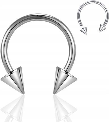 Bizu Kolczyk Piercing Podkowa z dwoma stożkami Septum Lobe Daith Tytan 1,2/10/3 - zdjęcie 4