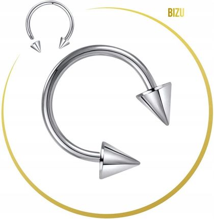 Bizu Kolczyk Piercing Podkowa z dwoma stożkami Septum Lobe Daith Tytan 1,2/10/3 - zdjęcie 3