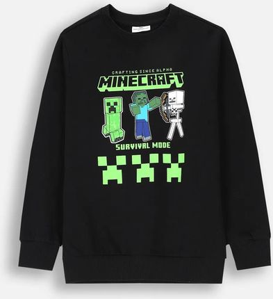 Bluza dresowa czarna z nadrukiem, licencja MINECRAFT