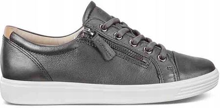 ECCO Soft 7 Trampki damskie szare skórzane z suwaczkiem 36