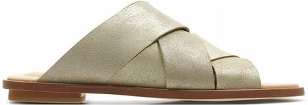 Clarks Klapki damskie Willow Art eleganckie skórzane srebrne 37