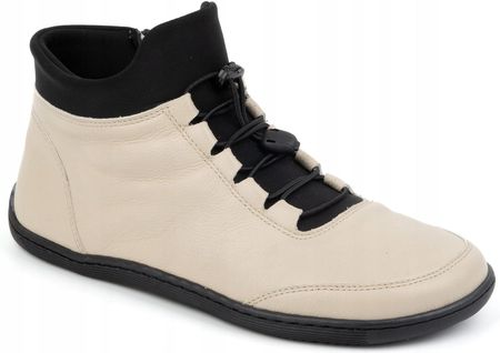 Buty damskie Barefoot ocieplane wełną skórzane 0767W ecru 37