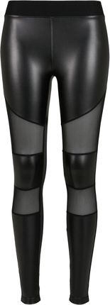 Legginsy Damskie Ze Skóry Ekologicznej Siatka Tkanina Techniczna