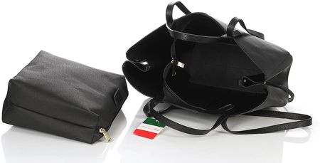 Czarna skórzana torba damska Shopper XL | BESTSELLER | Vera Pelle - zdjęcie 4