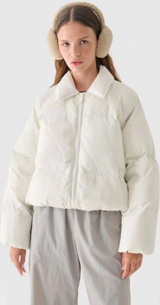 Damska kurtka zimowa dwustronna z puchem naturalnym Outhorn OTHWAW24TDJAF641 - biała