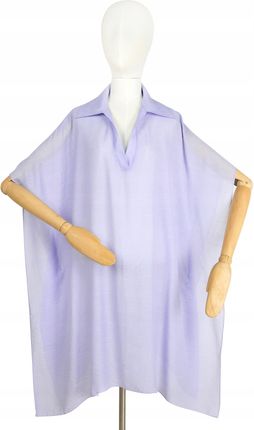 Pareo Plażowe Tunika Narzutka Sukienka Koszula Oversize Letnia z Kołnierzem