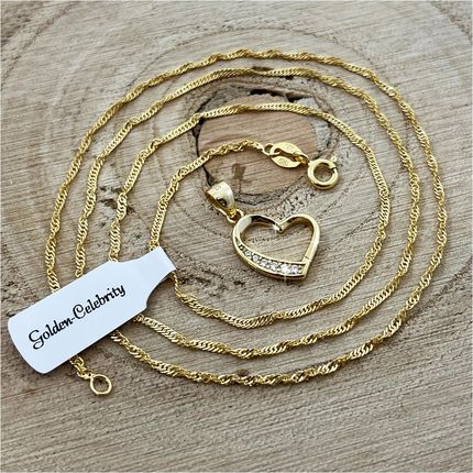 Golden Celebrity Piękny Złoty Naszyjnik Serce Serduszko Pr. 925/585 Dla Dziewczynki - zdjęcie 4
