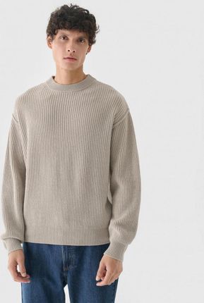 Męski sweter wełniany Outhorn OTHWAW24TSWEM100 - beżowy