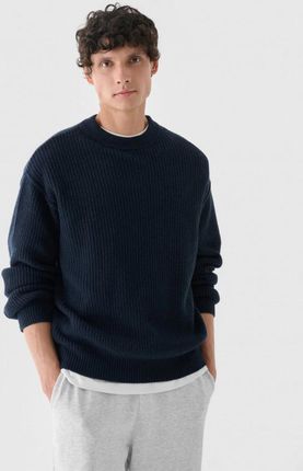 Męski sweter wełniany Outhorn OTHWAW24TSWEM100 - granatowy