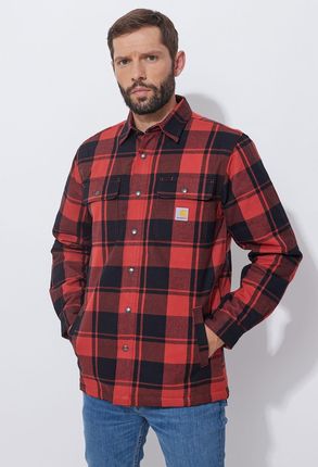 Koszula flanelowa ocieplana w kratę Carhartt Heavyweight Flannel Sherpa R81 Red Ochre  (XXL)