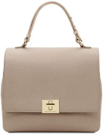 Tuscany Leather Silene - zamykana skórzana torebka, kolor jasny taupe TL142152