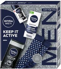 Nivea Men Keep It Active Zestaw Żel Pod Prysznic 3W1 250Ml + Antyperspirant Roll-On 50Ml Łagodzący Krem Nawilżający Do Twarzy 75Ml Skarpetki