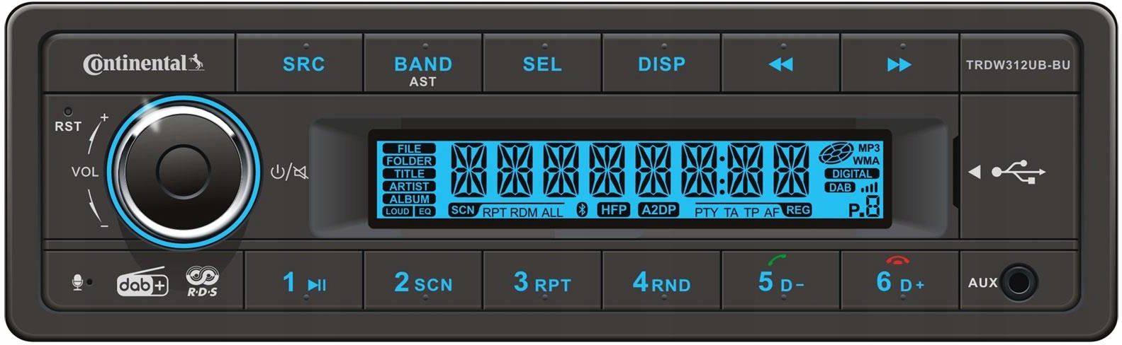 фото Бездисковая MP3-магнитола Continental TRDW312UB-BU 1