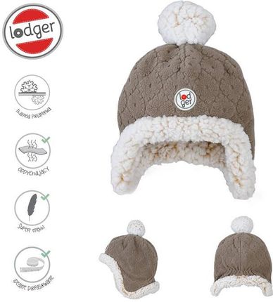 Lodger Dwuwarstwowa zimowa czapeczka z polaru brązowa Fleece Buffalo 1-2 l - zdjęcie 2
