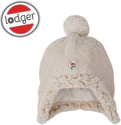 Lodger Dwuwarstwowa zimowa czapeczka z polaru jasnobeżowa Fleece Birch 0-3 m
