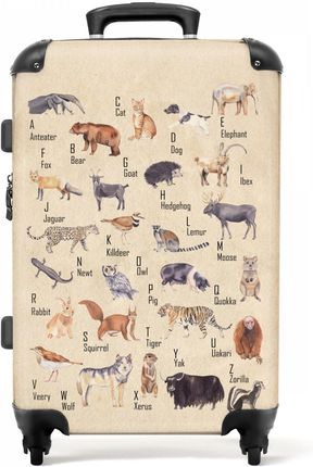 NoBoringSuitcases.com® Duża Walizka - Alfabet - Dzieci - Zwierzęta - Retro - Zamek TSA - Twarda Walizka na Kółkach 4 Rolki - 72 litry - Walizka Podróż