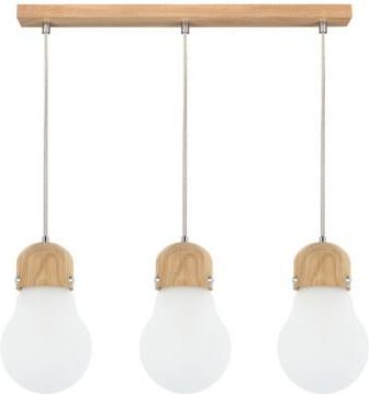 Britop Lighting Wisząca Z Drewna Żarnikowego 3Xe27 Max.60W Dąb Olejowany/Przezroczysty Kabel Pvc/Białe Szkło (76193)