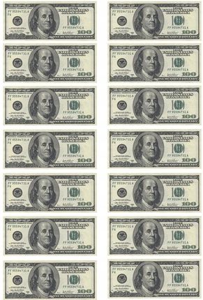 Tortowe Ozdoby Opłatek Na Tort Banknoty Dolary 100 Dolarów 14szt.