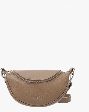 Beżowa torebka owalna na szerokim regulowanym pasku Ryłko skóra