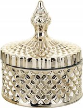 Zdjęcie Art-Pol Szklany pojemnik dekoracyjny na waciki złoty 13x10,5x10,5 - Bytom
