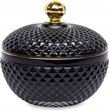 Zdjęcie Art-Pol Szklany pojemnik dekoracyjny na waciki czarno złoty 11x12x12 - Częstochowa