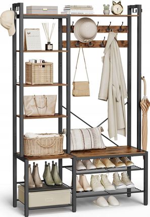 Vasagle Regał Do Przedpokoju Z Ławką I Schowkiem Na Buty Wieszak Ubrania W 5 Półkami Przechowywani (Hsr426B01)