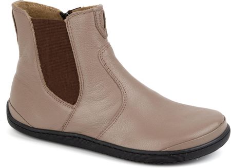 Damskie buty barefoot sztyblety z zamkiem ocieplane 1263 beżowe - zdjęcie 4