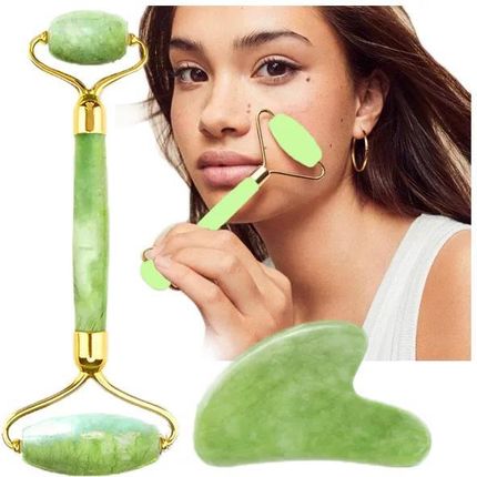 Laroxy Roller Kamień Jadeitowy Do Twarzy + Gua Sha
