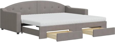 Zakito Sofa Łóżkowa 2W1 Taupe 223X192,5X75Cm Szuflady Materace (Z3197587)