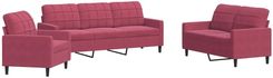 Zakito Zestaw Wypoczynkowy Aksamit Winna Czerwień Fotel 77X77X80Cm Sofa 2 Os 137X77X80Cm Sofa 3 Os 197X77X80Cm (Z3278355)