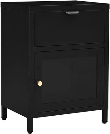 Zakito Stolik Nocny Stalowo Szklany Czarny 40X30X54,5Cm (Z336052)