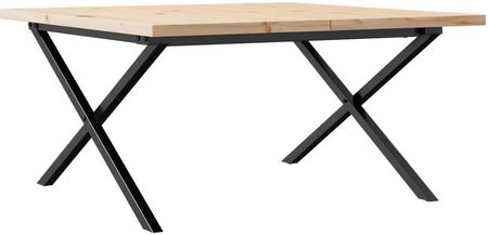 Zakito Drewniany Stolik Kawowy Lite Drewno Sosnowe Rama Żeliwo 80X80X45.5Cm Rustykalny (Z3282751)